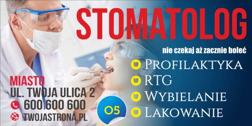 Przejdź do produktu Baner Reklamowy Stomatolog Profilaktyka RTG Wybielanie Lakowanie
