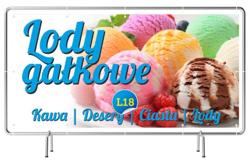 Przejdź do produktu Baner Reklamowy Lody Gałkowe Kawa Desery Ciasta Lody