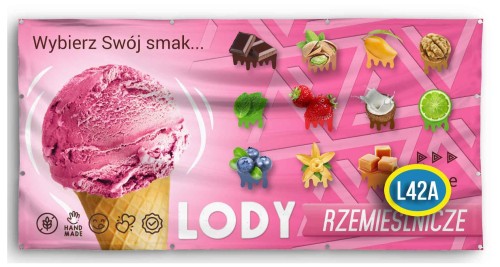 Przejdź do produktu Baner Reklamowy Lody Rzemieślnicze Wybierz Swój Smak 
