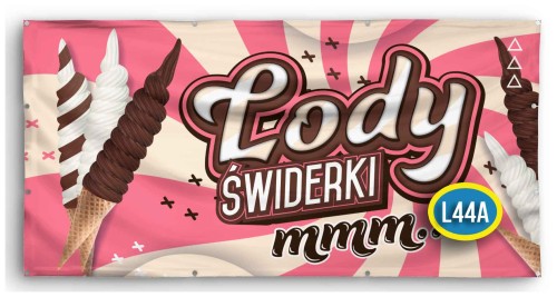 Przejdź do produktu Baner Reklamowy Lody Świderki mmm Lodziarnia Baner Kawiarnia