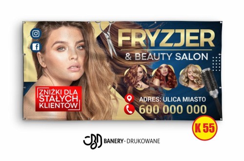 Przejdź do produktu Baner Reklamowy Fryzjer 