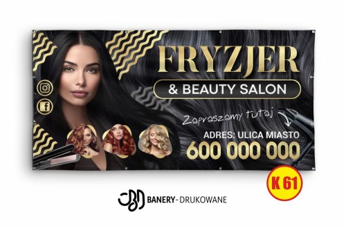 Przejdź do produktu Baner Reklamowy Fryzjer Beauty Salon Zapraszamy