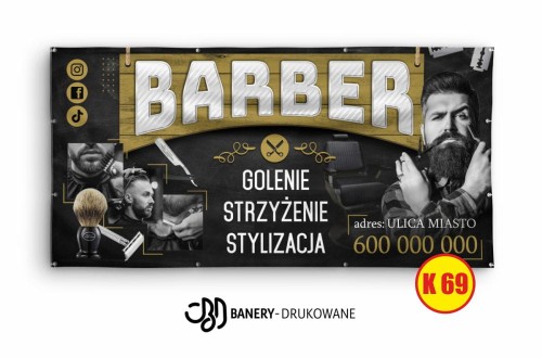 Przejdź do produktu Baner Reklamowy Barber Golenie Strzyżenie Stylizacja 