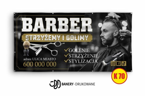 Przejdź do produktu Baner Reklamowy Barber Strzyżemy i Golimy 
