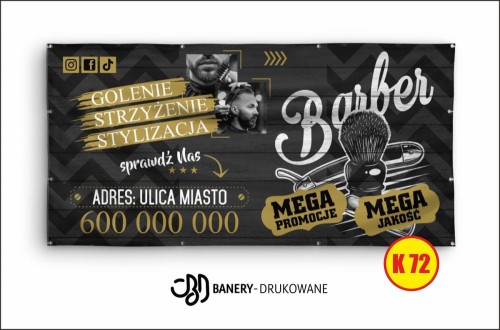 Przejdź do produktu Baner Reklamowy Barber Mega Promocje 