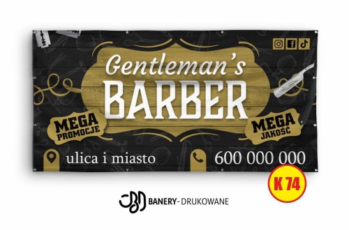 Przejdź do produktu Baner Reklamowy Barber Gentleman's Mega Promocje Mega Jakość 