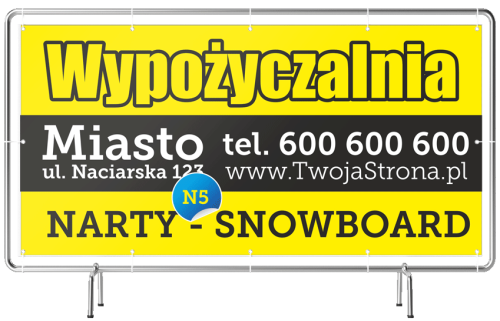 Przejdź do produktu Baner Reklamowy Wypożyczalnia Narty Snowboard 
