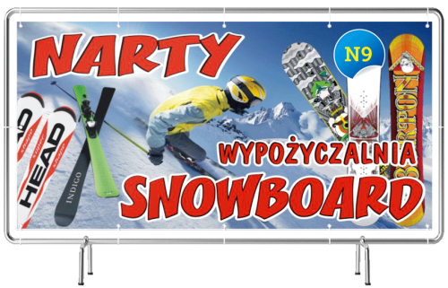 Przejdź do produktu Baner Reklamowy Narty Wypożyczalnia Snowboard 