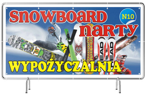 Przejdź do produktu Baner Reklamowy Snowboard Narty Wypożyczalnia