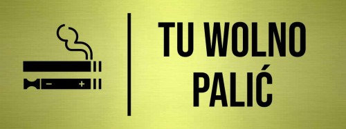 Przejdź do produktu TABLICZKA Na Drzwi TU WOLNO PALIĆ Aluminium Znak na drzwi Piktogram Złota na drzwi