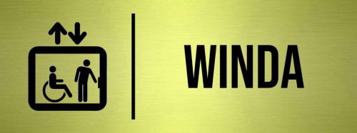 Przejdź do produktu TABLICZKA Na Drzwi Winda Znak na drzw Oznaczenie Złota Aluminium PIktogram